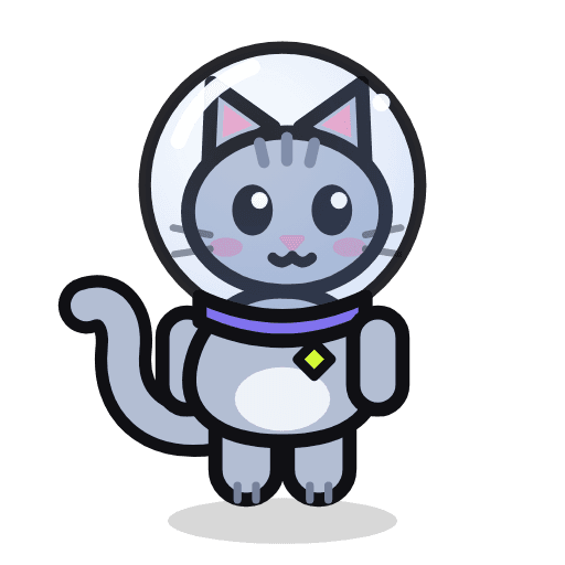 Illustration of Comet, the space cat, the same drawing as in the StellarFirm app. Not a photo of a unit.