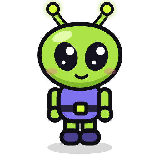 Illustration of Zib, the alien, the same drawing as in the StellarFirm app. Not a photo of a unit.